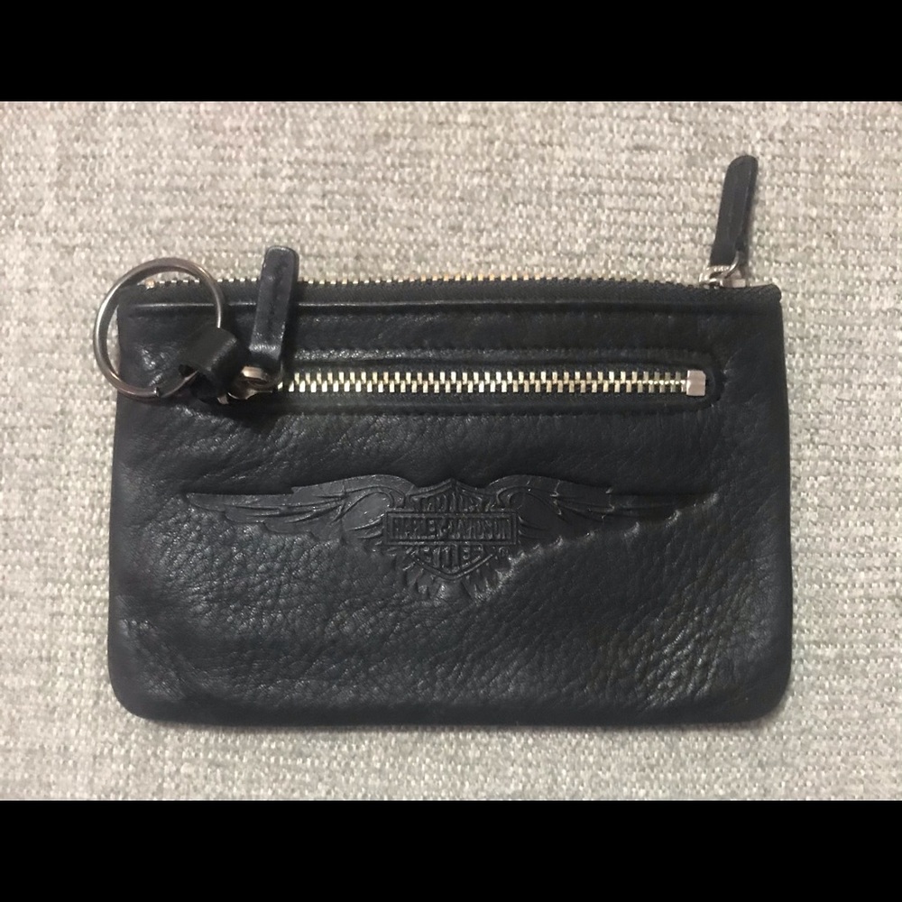 Harley Davidson zi top black leather change purse